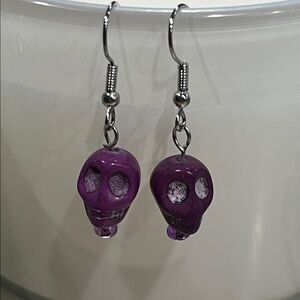 Purple Magnesite Skull Earrings